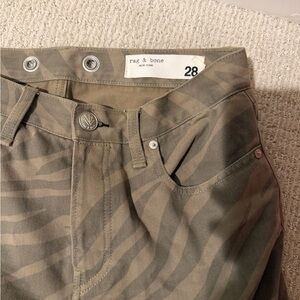 rag & bone Olive Green Zebra High-Rise Jeans